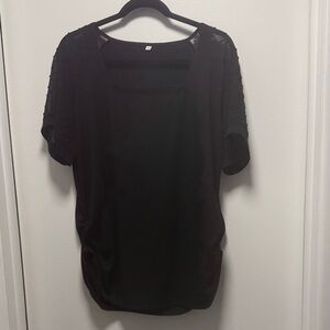 Women's Black Short Sleeve Top with square Neck